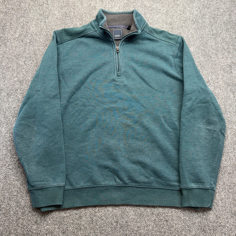 Arrow USA Mens Medium Teal Green Heather Quarter Zip Pullover Sweatshirt
